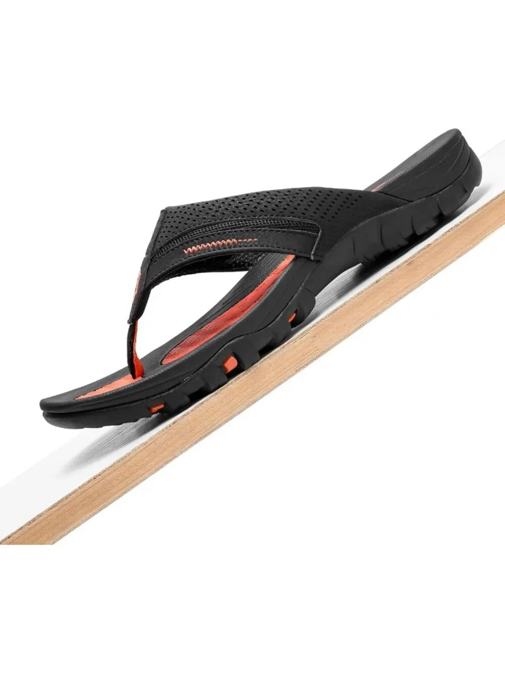 Men's Black&Orange Flip-flops Thongs Sandals Durable Comfort Slippers For Casual